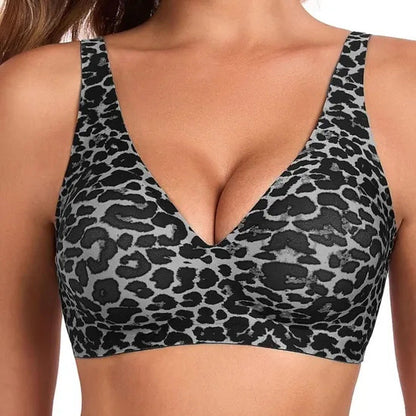 Women’s Leopard Print Seamless Wireless Full Cup Bra