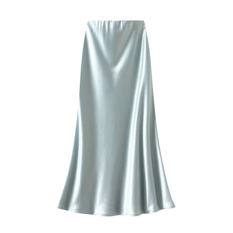 Women’s Pleated Satin Fishtail Maxi Skirt