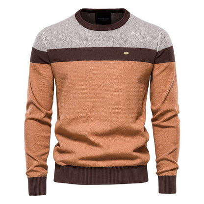 Men’s Striped Patchwork Knit Sweater