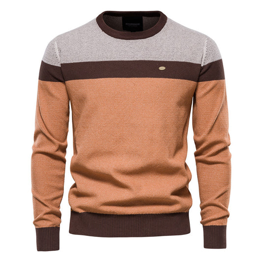 Men’s Striped Patchwork Knit Sweater
