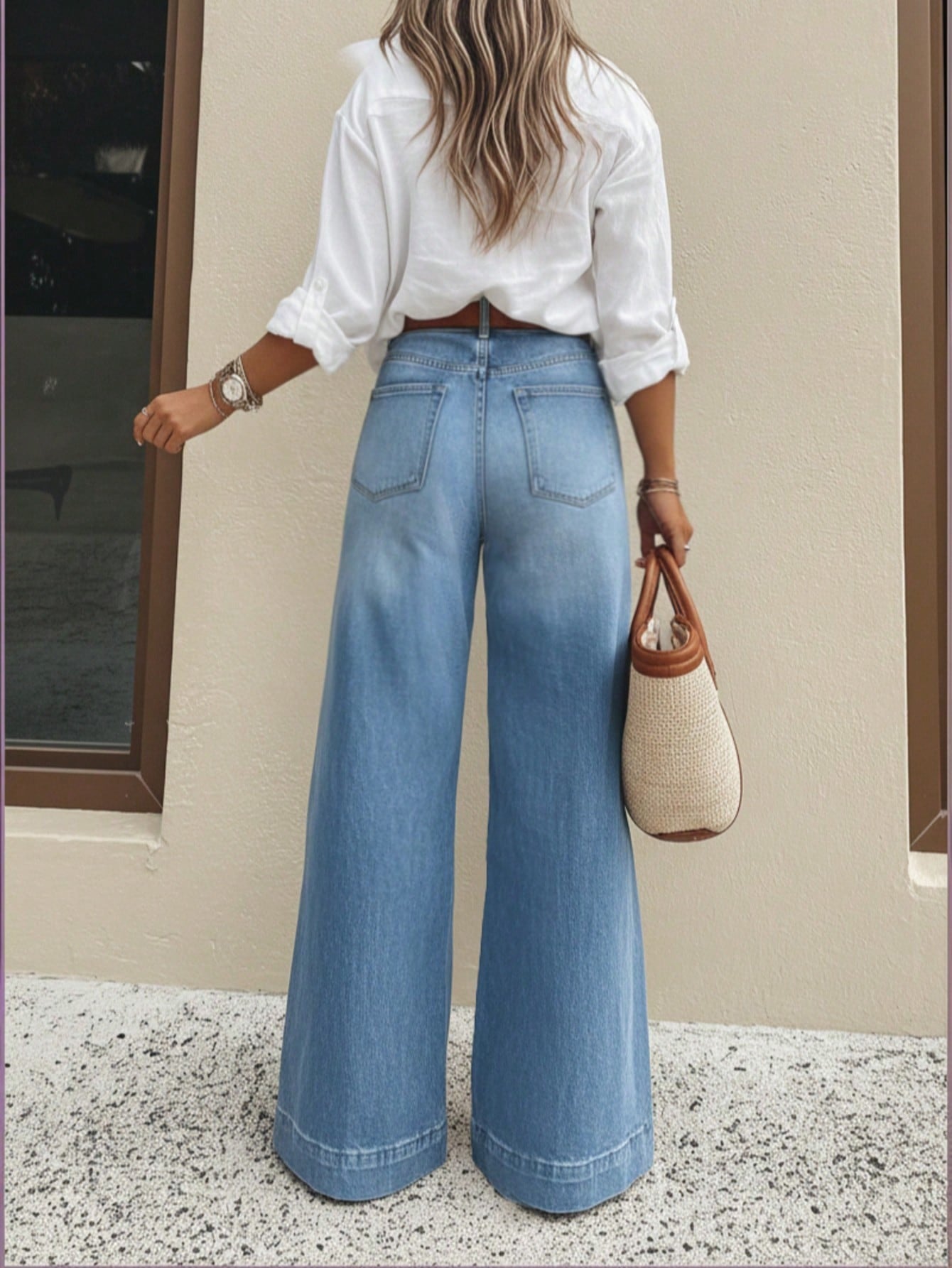 Women’s High-Waist Wide-Leg Straight Jeans