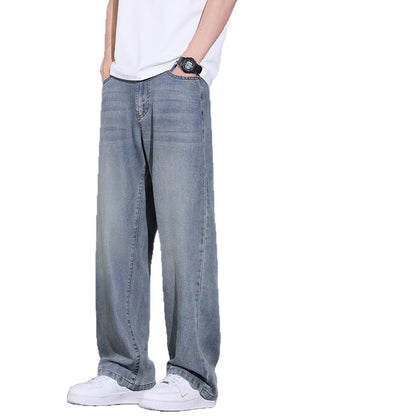Men’s Tencel Ice Silk Retro Wide-Leg Jeans