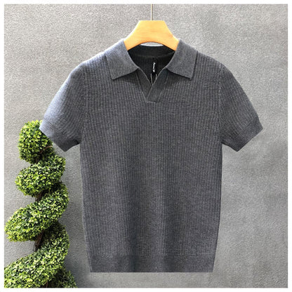 Men’s Contrast Collar Knitted Polo Shirt
