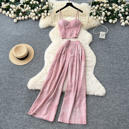 Women’s Strapless Top & Wide-Leg Pants Set