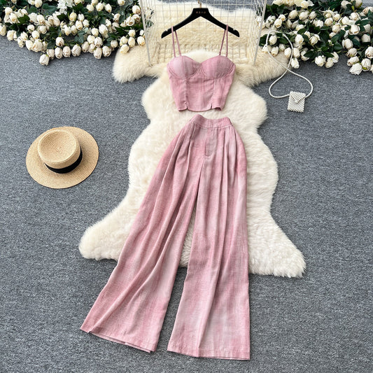 Women’s Strapless Top & Wide-Leg Pants Set