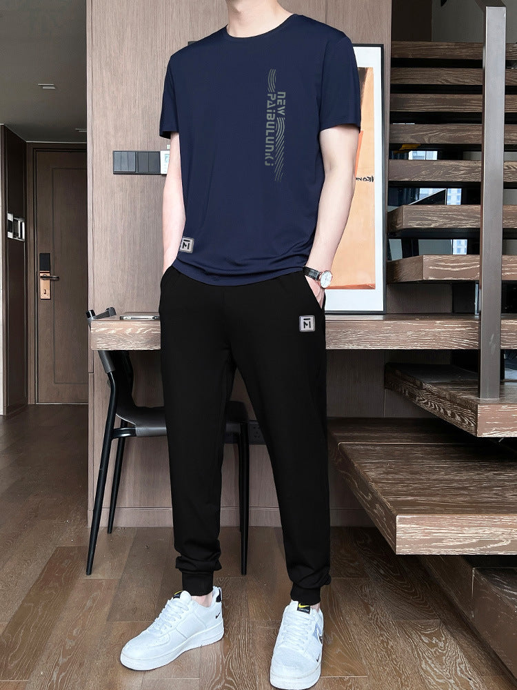 Men’s Ice Silk Short Sleeve & Shorts Sports Set