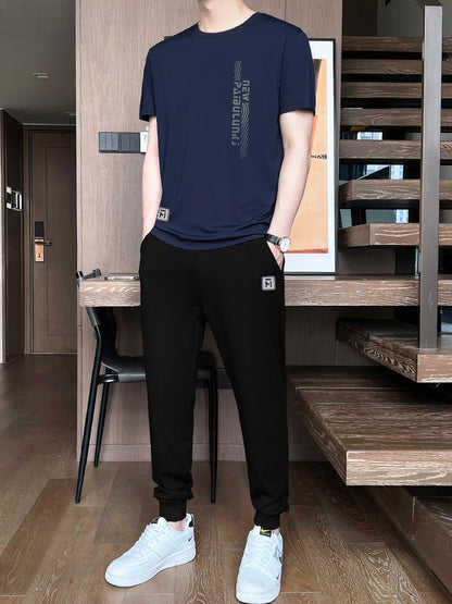 Men’s Ice Silk Short Sleeve & Shorts Sports Set