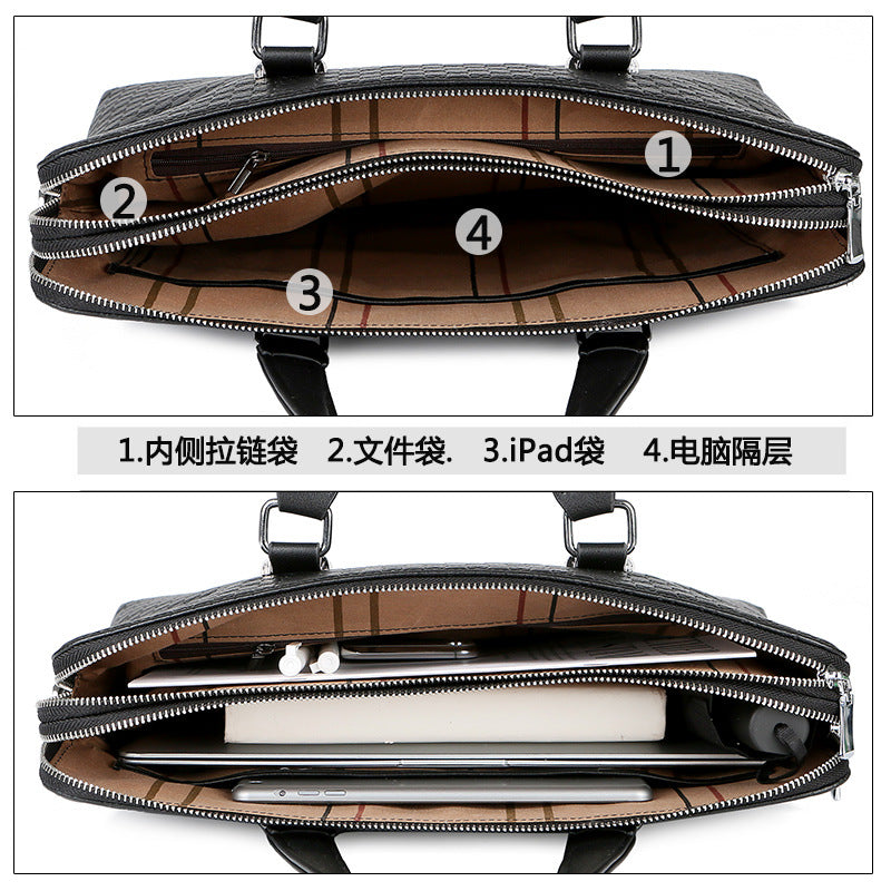 Men’s Double Zipper Business Briefcase