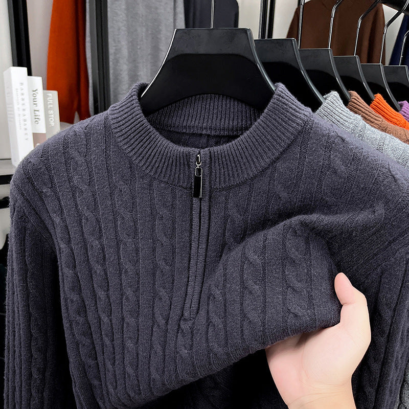 Men’s Wool Blend Jacquard Half-Zip Sweater