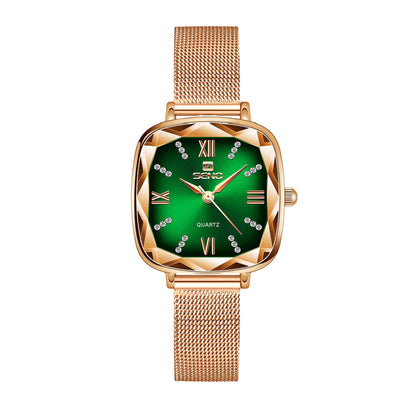 Women’s Square Dial Steel Band Quartz Watch