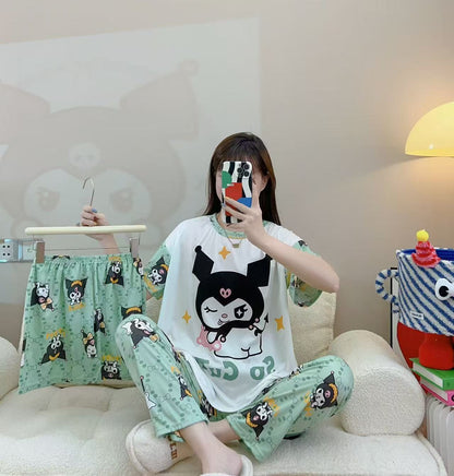 Women’s Double-Sided Milk Silk Cartoon Pajama Set (3-Piece)