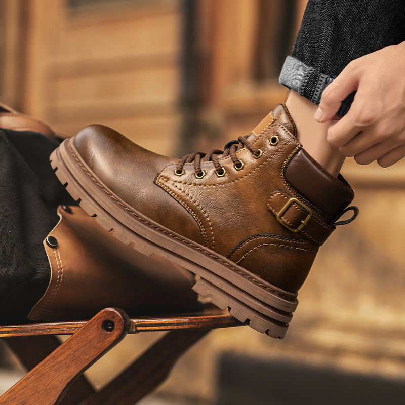 Men’s British-Style Leather Martin Boots