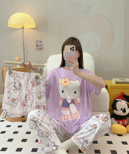 Women’s Double-Sided Milk Silk Cartoon Pajama Set (3-Piece)