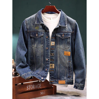 Men’s American Style Washed Denim Cargo Jacket