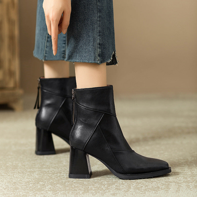 Women’s British Style Chunky Heel Martin Boots