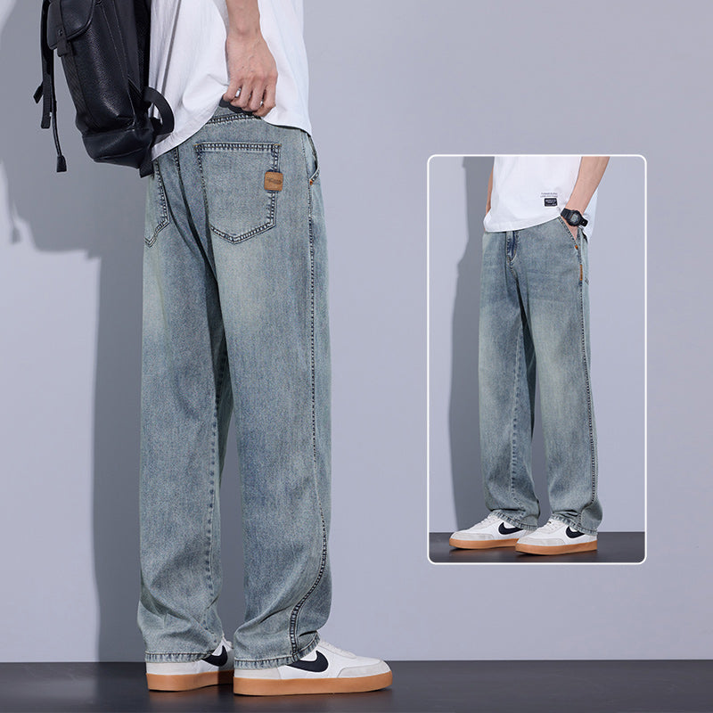 Men’s Tencel Ice Silk Retro Wide-Leg Jeans