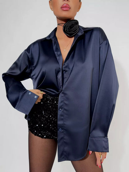 Women’s Satin Elegant Long Sleeve Shirt