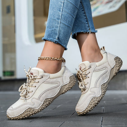 Unisex Genuine Leather Outdoor Casual Sneakers