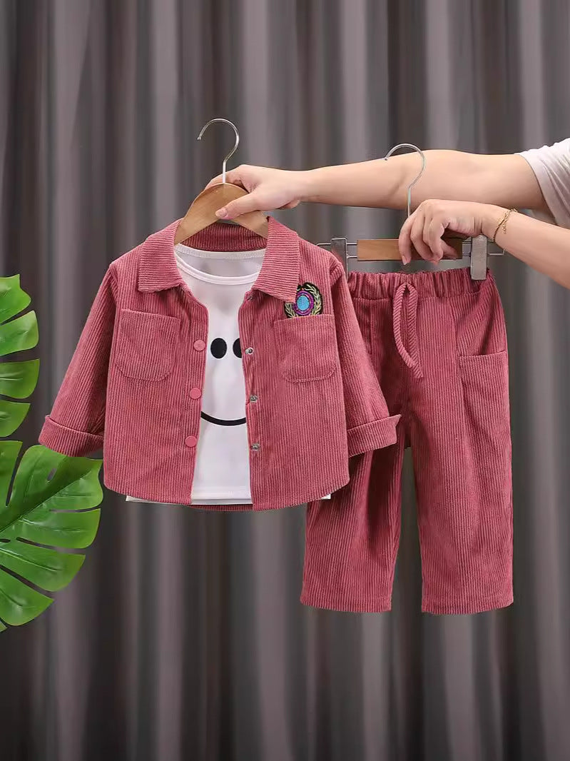 Boys’ Korean Style Corduroy Two-Piece Set