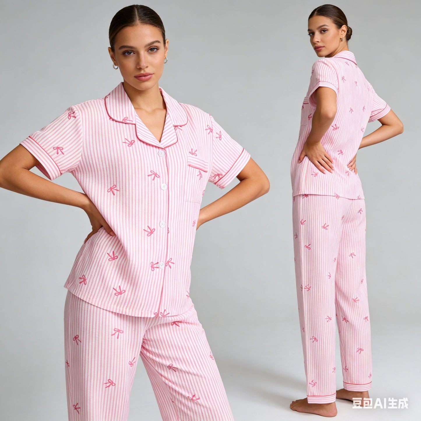 Women’s Bubble Wrinkle Short Sleeve Pajama Set