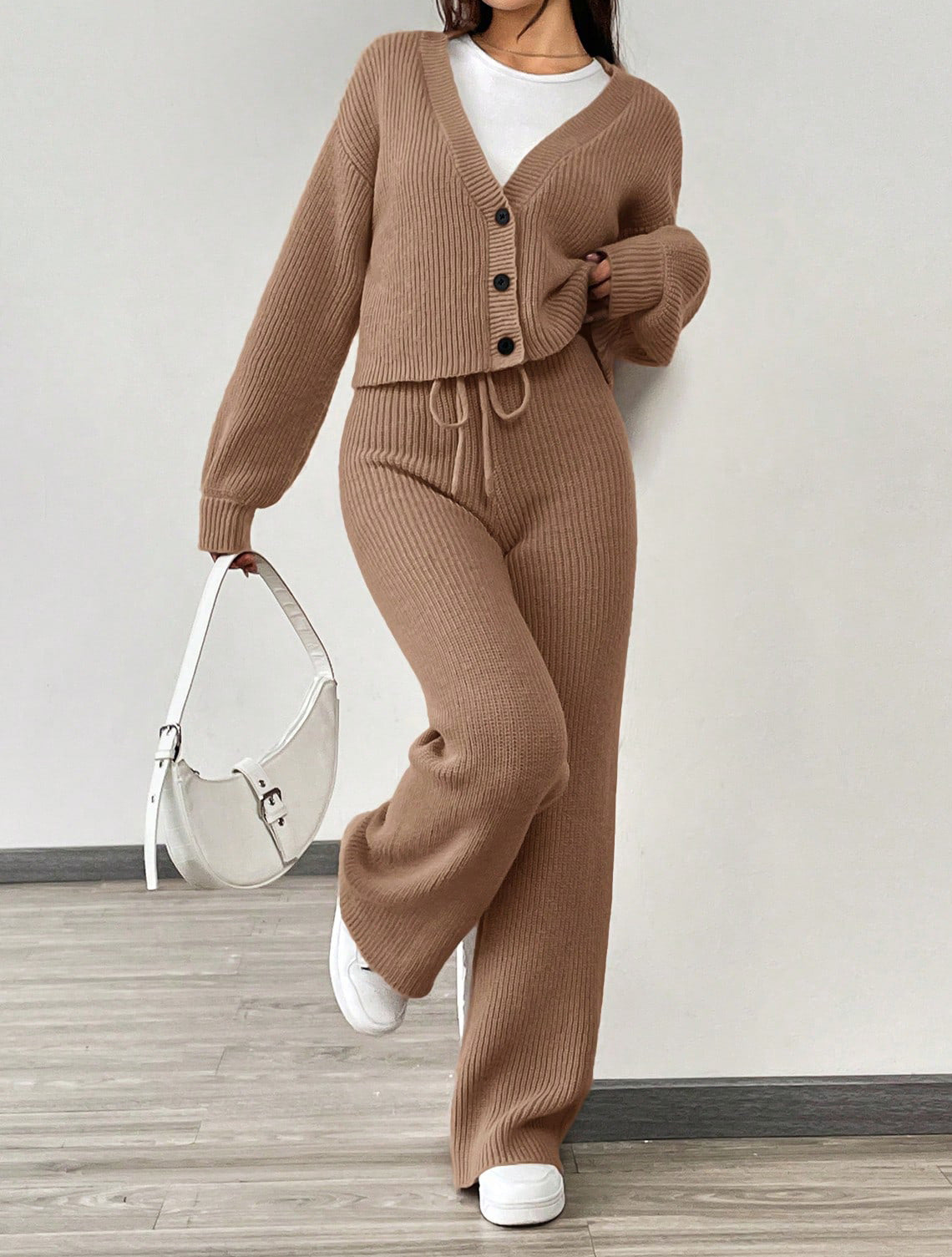 Women’s Knit Cardigan & Trousers Two-Piece Set