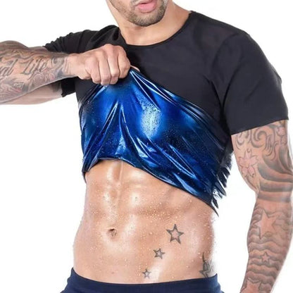 Cross-border shaping belly coat men's fitness sweat short sleeve sports running sweat shirt beer belly round neck short sleeve wholesale