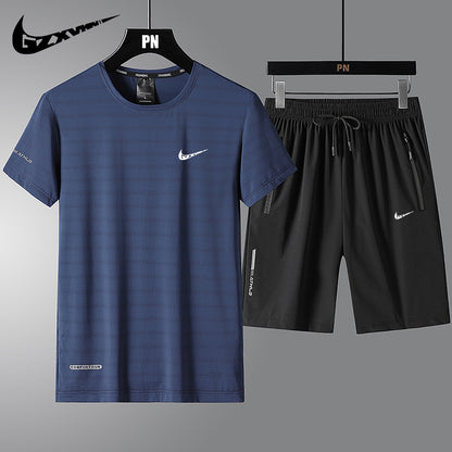 Men’s Ice Silk Quick-Dry T-Shirt & Shorts Set