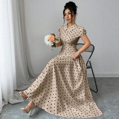 French Vintage Polka Dot Maxi Dress