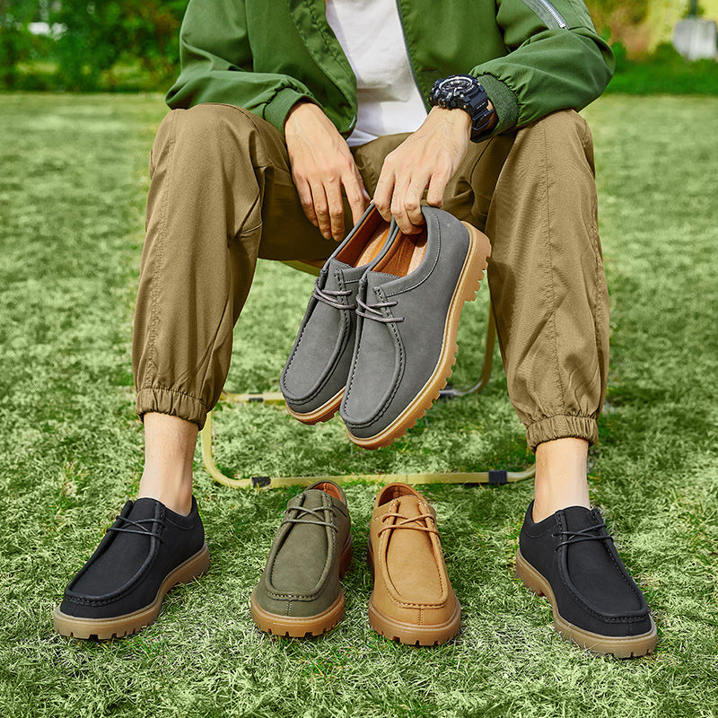 Men’s Japanese-Style Leather Derby Hiking Shoes