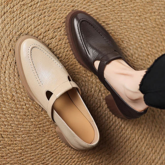 Women’s Genuine Leather Chunky Heel Mule Loafers