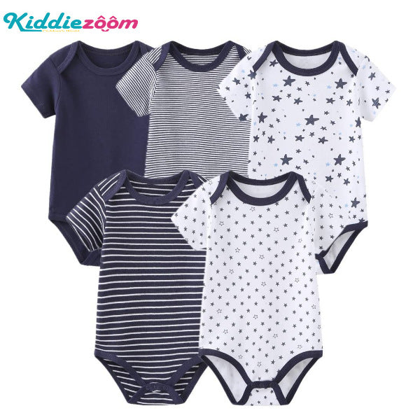 Baby Cotton Stars & Stripes 5-Piece Romper Set