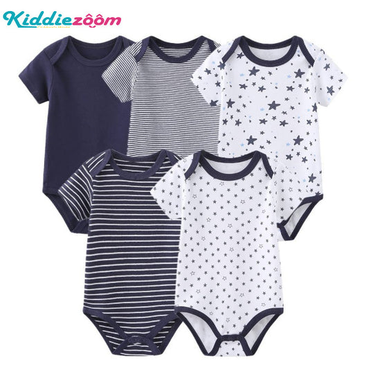 Baby Cotton Stars & Stripes 5-Piece Romper Set
