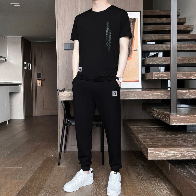 Men’s Ice Silk Short Sleeve & Shorts Sports Set