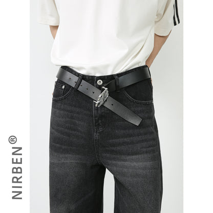 Men’s Washed Loose Straight Wide-Leg Jeans