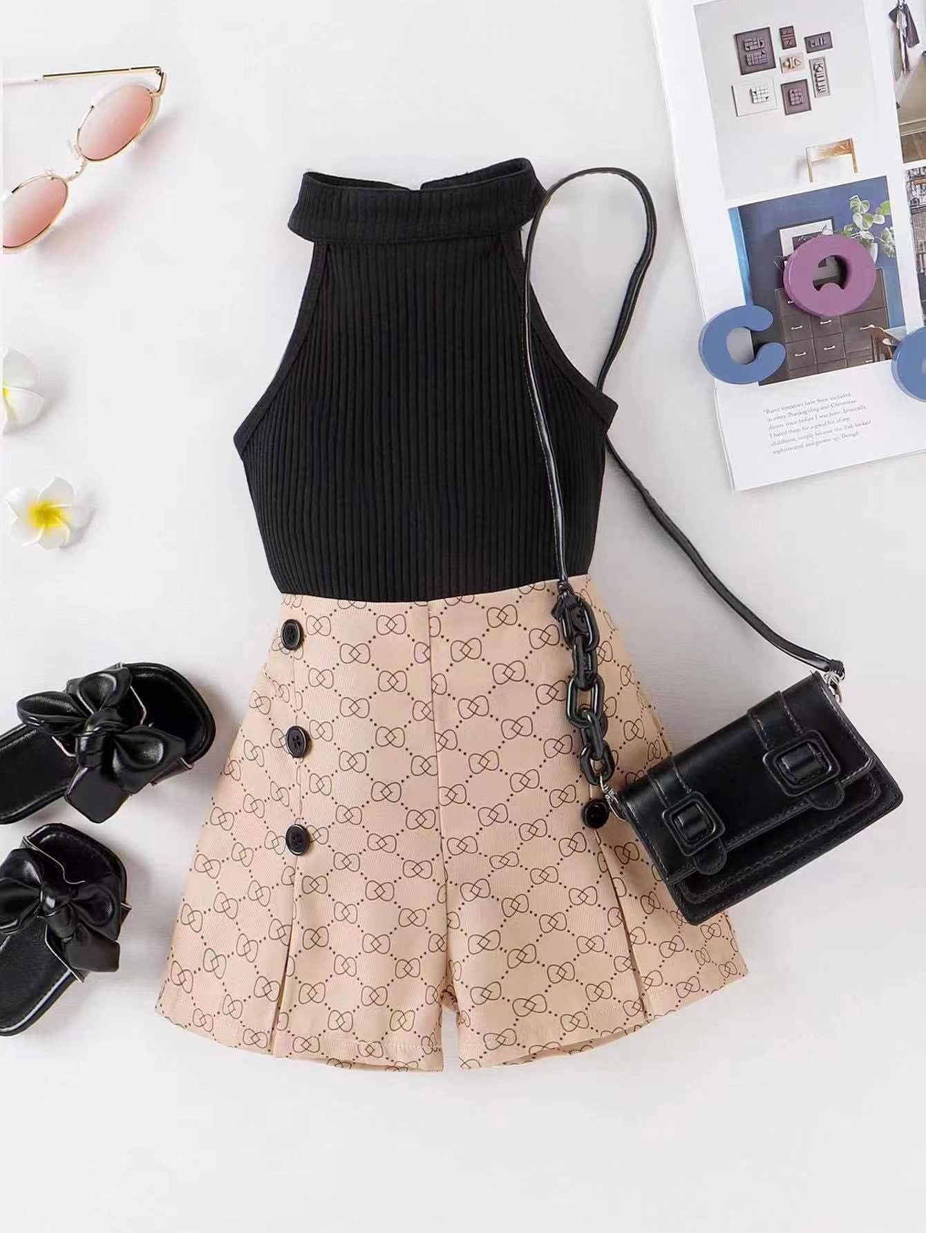 Girls’ Halter Neck Print Top & Shorts Set