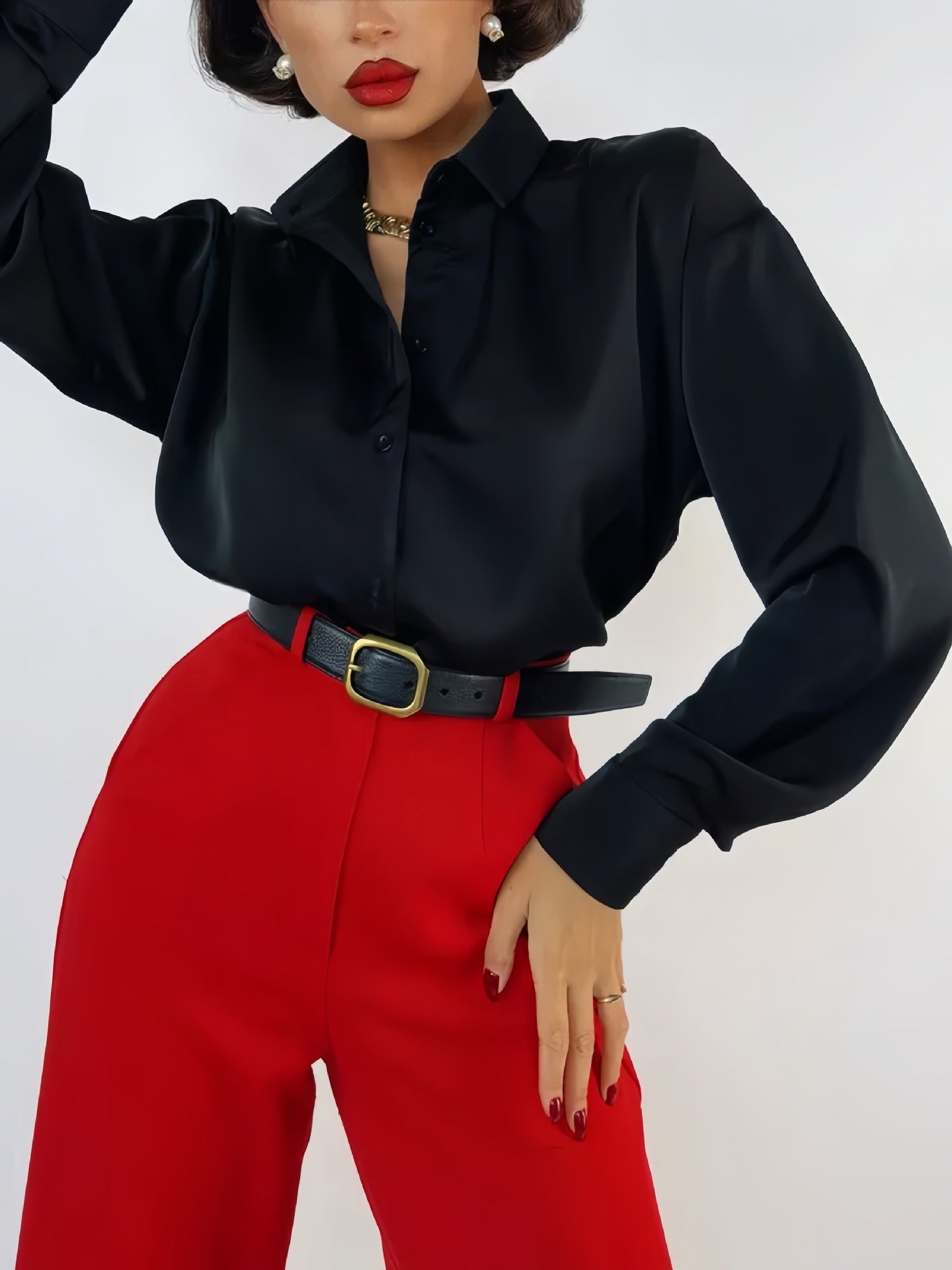 Women’s Satin Elegant Long Sleeve Shirt