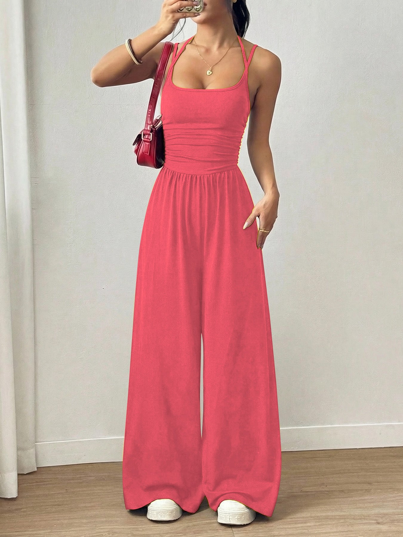Women’s Strapless Wide-Leg Jumpsuit