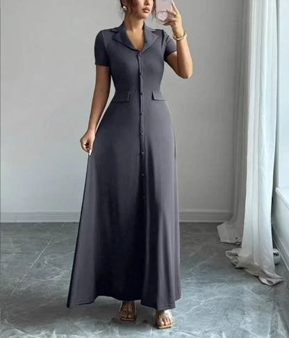 Women’s Elegant Waist-Cinching A-Line Shirt Dress