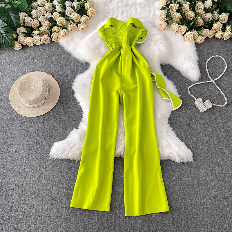 Women’s Ruffle One-Shoulder Wide-Leg Jumpsuit
