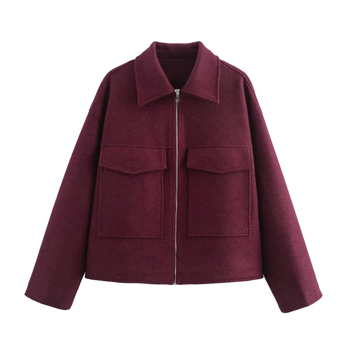 Women’s Woolen Lapel Pocket Jacket