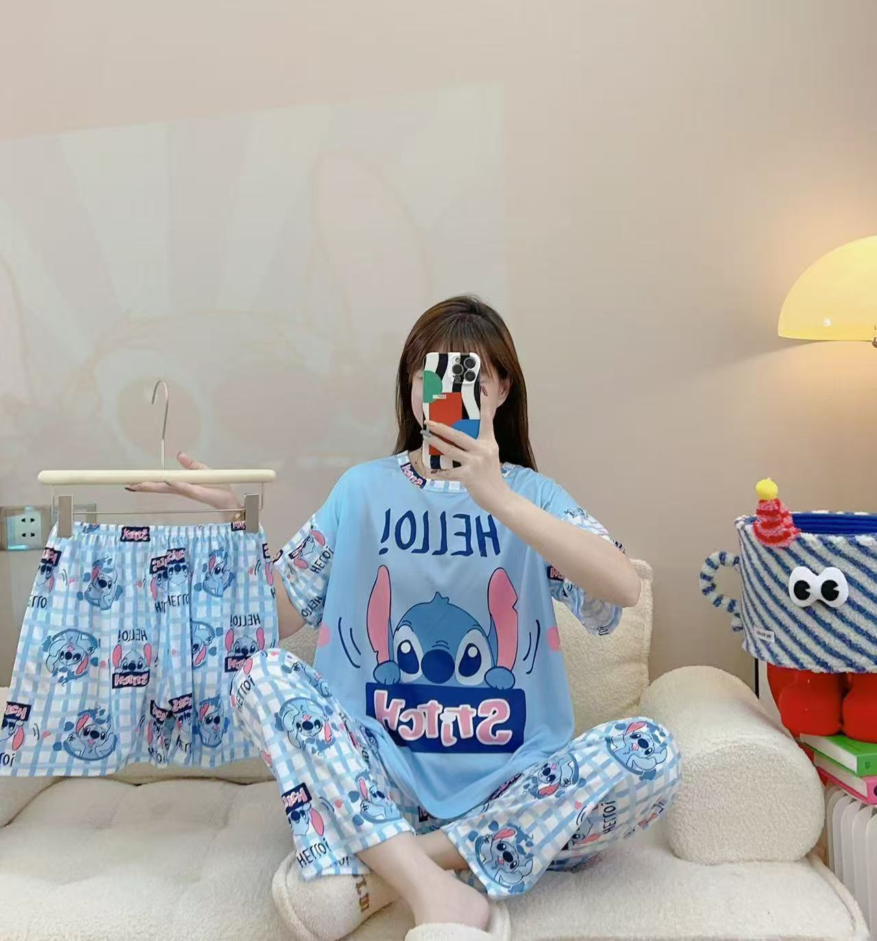 Women’s Double-Sided Milk Silk Cartoon Pajama Set (3-Piece)