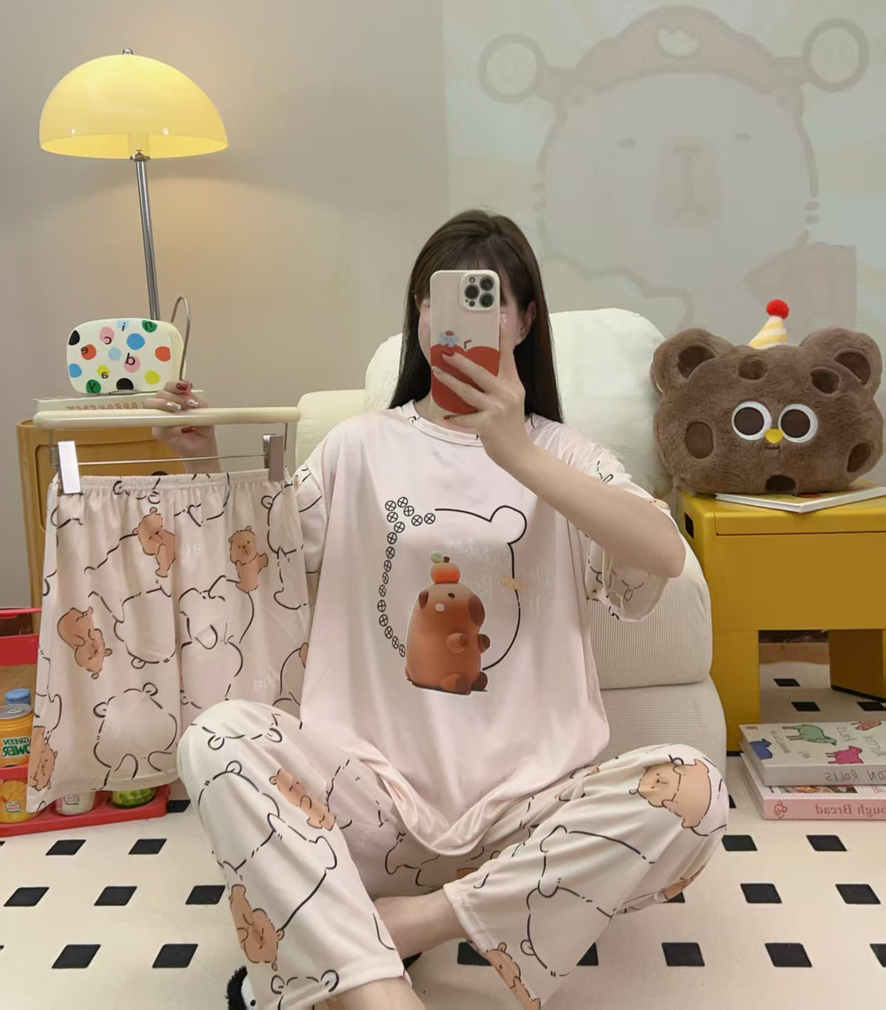 Women’s Double-Sided Milk Silk Cartoon Pajama Set (3-Piece)