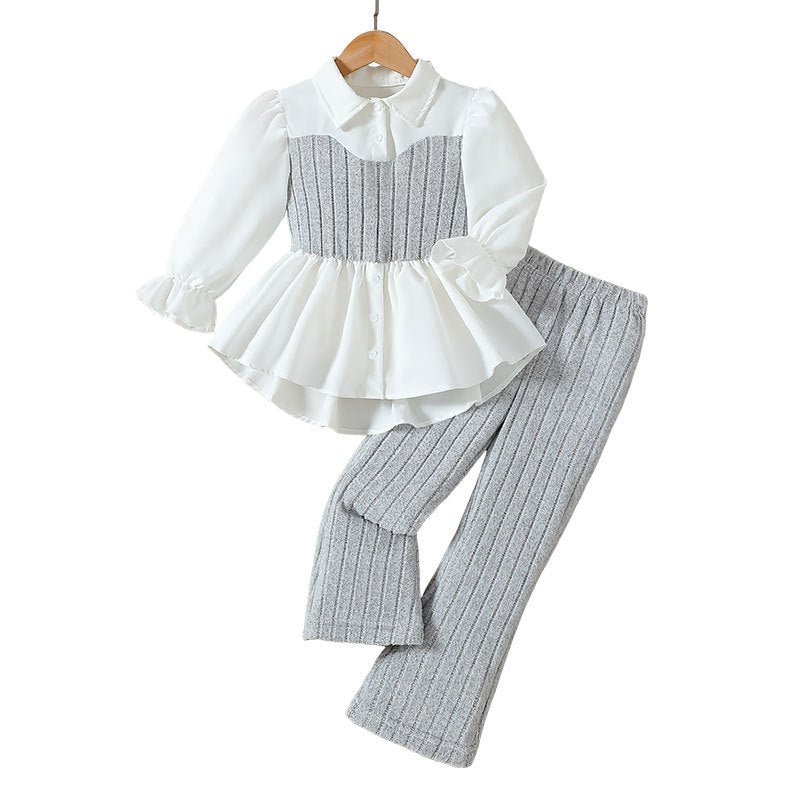 Girls’ Chanel Style Vest & Lace Two-Piece Set