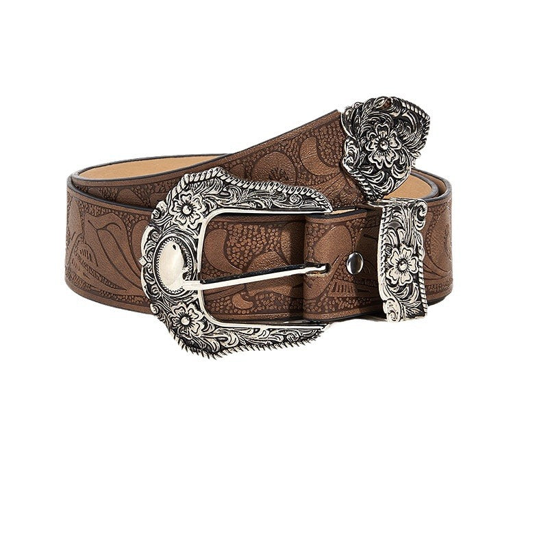 Vintage Printed Buckle Waist Belt