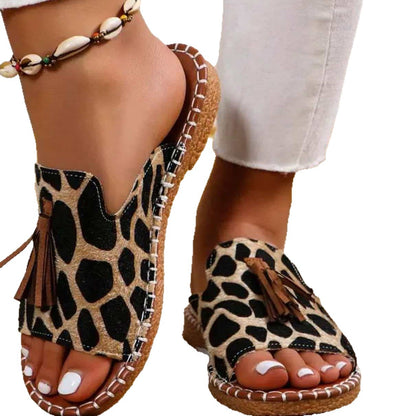 Women’s Tassel One-Strap Flat Beach Slippers