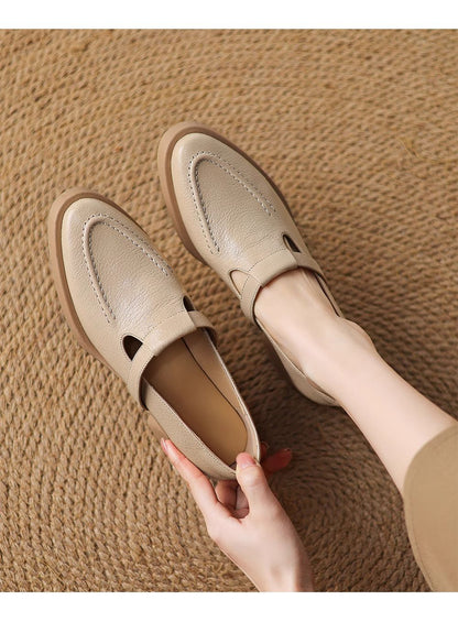 Women’s Genuine Leather Chunky Heel Mule Loafers