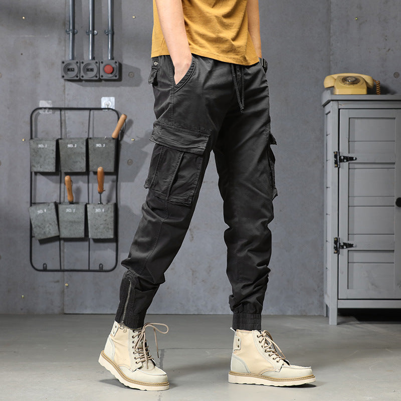 Men’s Japanese-Style Washed Cotton Cargo Pants