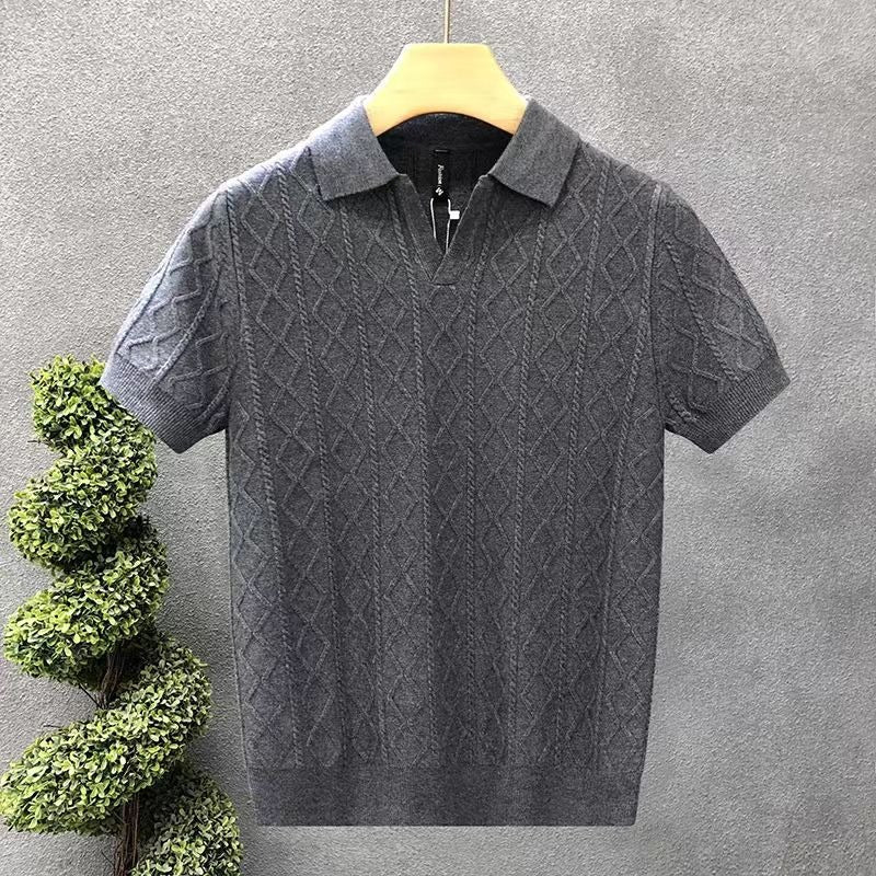 Men’s Contrast Collar Knitted Polo Shirt