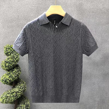 Men’s Contrast Collar Knitted Polo Shirt
