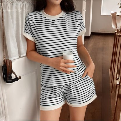 Women’s Striped Knit Short Sleeve Pajama Set